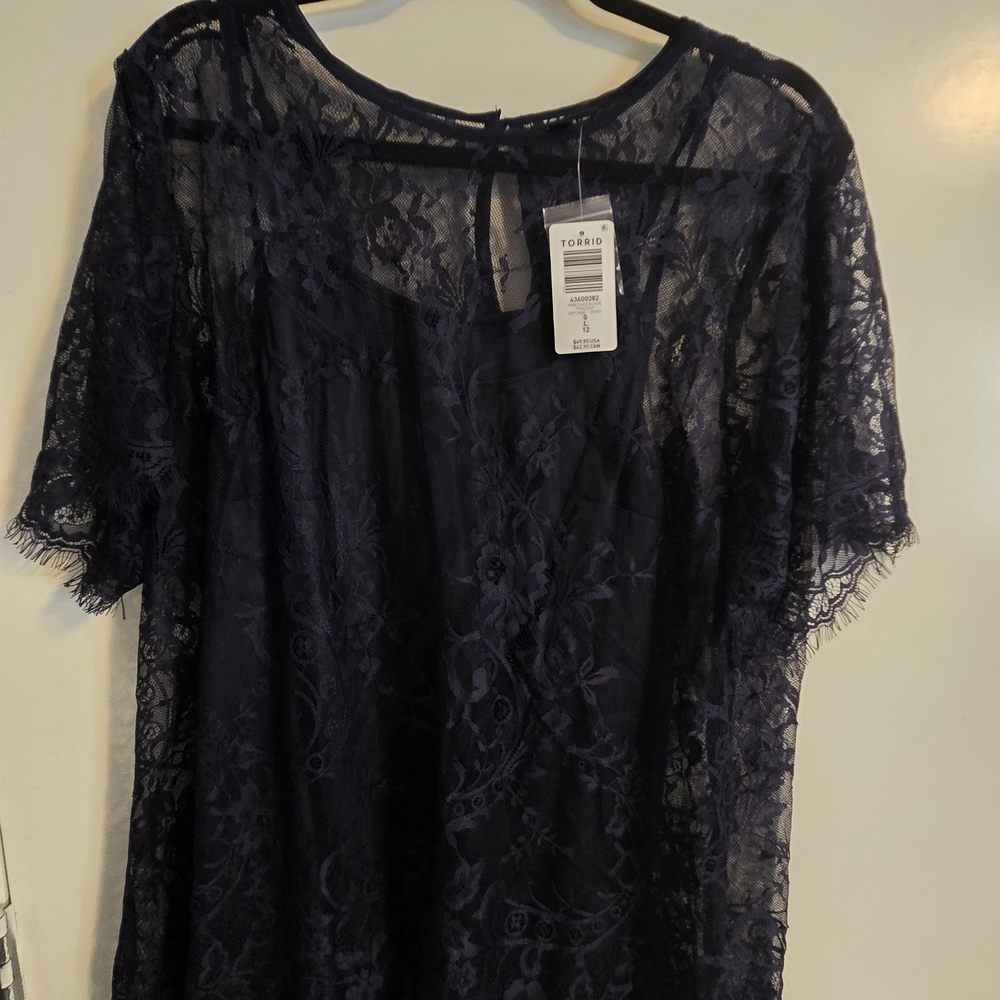 Torrid Navy Lace Blouse